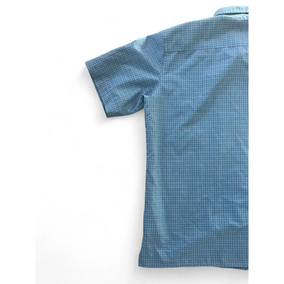 Eddie Bauer Sport Men's Button Down Polo Short Sleeve Blue Plaid Size Medium - Picture 8 of 11